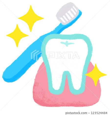 Simple illustrations, crayon touch, oral care Simple illustrations, crayon touch, oral care 123524484