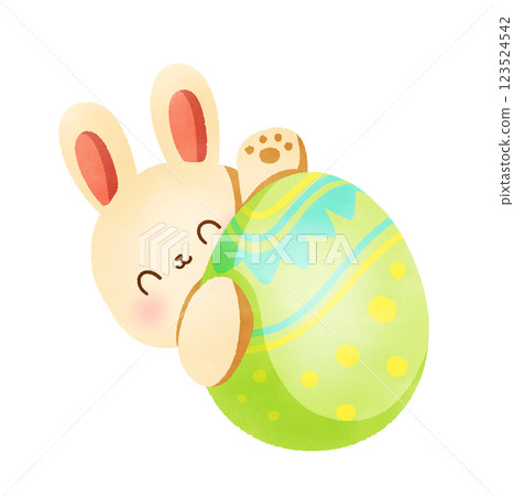 Hand-Drawn Happy Easter with bunny and egg illustration Hand-Drawn Happy Easter with bunny and egg illustration 123524542