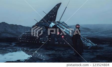 Desolate sci-fi style image 072 AI image 123524804