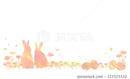Beautiful Easter frame background illustration with silhouettes of rabbits and eggs Beautiful Easter frame background illustration with silhouettes of rabbits and eggs 123525332