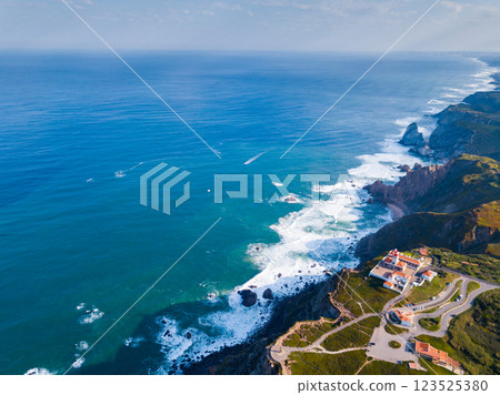 View of the Atlantic Ocean from Cape Roca (Cabo da Roca) - most westerly point of the Eurasian continent, 123525380