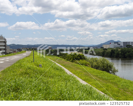 夏日新綠覆蓋的大和川 123525732