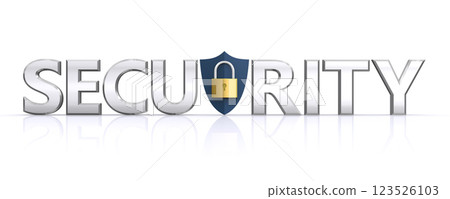 The word SECURITY guarded by a padlock and a shield, a security image 123526103
