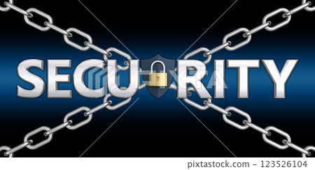 The word SECURITY guarded by a padlock and chain, a security image 123526104