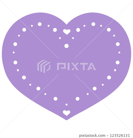 Illustration of a purple heart with smaller hearts and dots inside 123526131