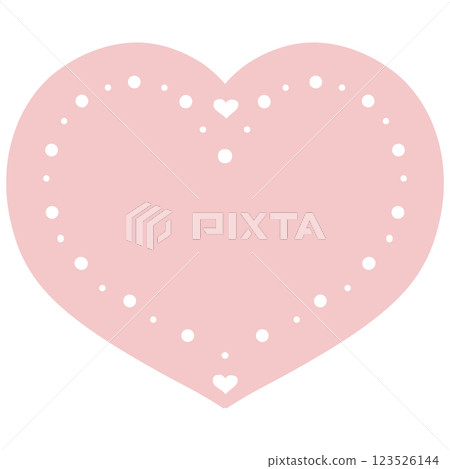 An illustration of a light pink heart with smaller hearts and dots inside 123526144