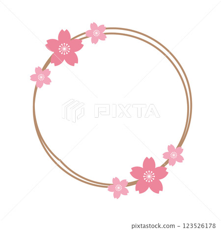 棕色圓形櫻花框圈 棕色圓形櫻花框圈 123526178