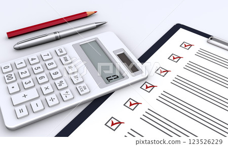 Checklist and calculator, checklist tally and calculation 123526229