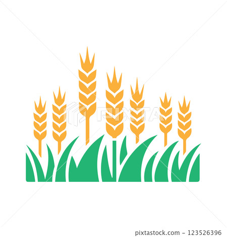 Wheat field icon logo design template isolated illustration 123526396