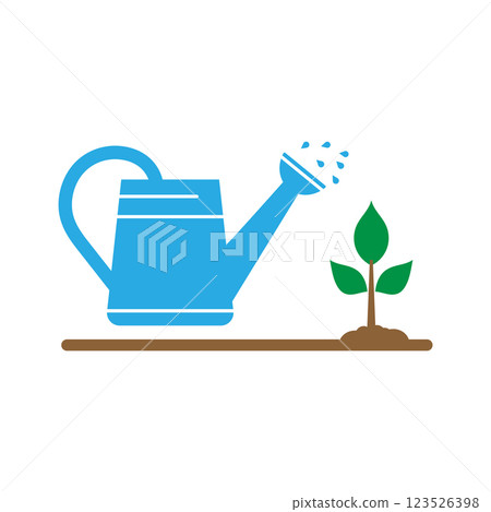 Watering plant icon logo design template isolated illustration 123526398
