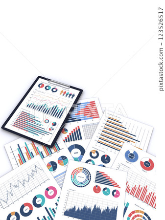 Business documents and clipboard, collection, analysis and review of business data Business documents and clipboard, collection, analysis and review of business data 123526517