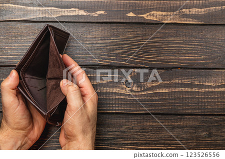 Facing financial crisis with an empty wallet and deep concern for the future 123526556