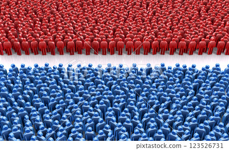 Division and division of people, group of humanoid icons 123526731