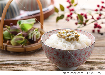Butterbur miso on rice Butterbur miso on rice 123526756