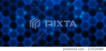 Futuristic Glowing Blue Hexagonal Grid Background Futuristic Glowing Blue Hexagonal Grid Background 123526980