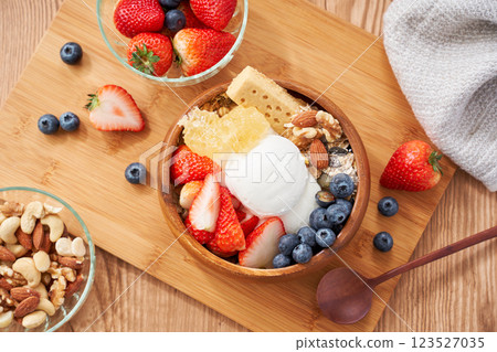 Greek yogurt and fruit breakfast bowl Greek yogurt and fruit breakfast bowl 123527035