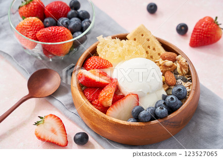 Greek yogurt and fruit breakfast bowl Greek yogurt and fruit breakfast bowl 123527065