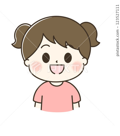 A cute illustration of a smiling girl's upper body A cute illustration of a smiling girl's upper body 123527111