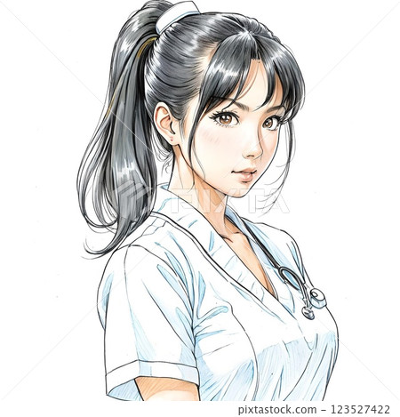 綁著黑髮馬尾的女醫生 123527422