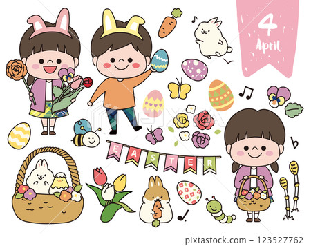 April/Easter handwritten set material 123527762