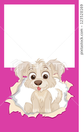 Cute Puppy Peeking Through Paper Cute Puppy Peeking Through Paper 123528169