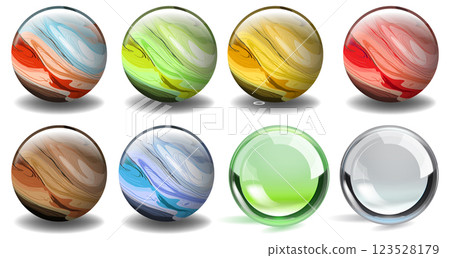 Colorful Marbles with Swirling Patterns 123528179