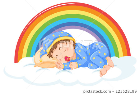 Sleeping Baby Under a Rainbow Sleeping Baby Under a Rainbow 123528199