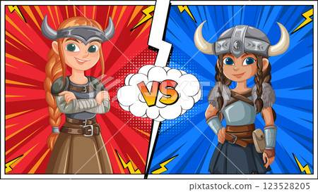 Viking Warriors Face Off in Battle 123528205