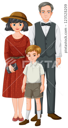 Vintage Family Portrait Illustration 123528209