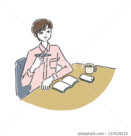 A person thinking about what to write 123528215