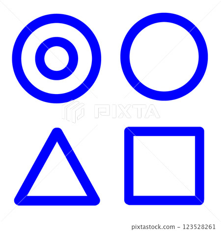 Illustrations of double circles, circles, triangles, and squares. 123528261