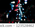 Index graph and volume of stock market on dark black bokeh light business background 123528462