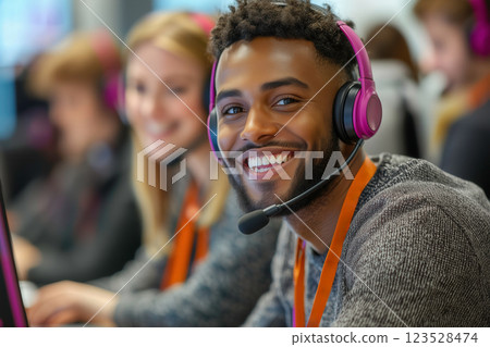 Smiling customer support staff 123528474