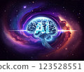 (AI)AI brain in space_background_Generative AI_Ira 123528551