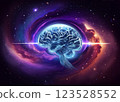 AI brain in space_background_Generative AI_illustration 123528552