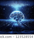 AI brain in space_Generative AI_Brain illustration_Future world 123528554