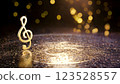 Generative AI, gold notes1 _Image_treble clef_music_illustration 123528557