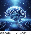 AI brain in space_Generative AI_Brain illustration_Future world 123528558