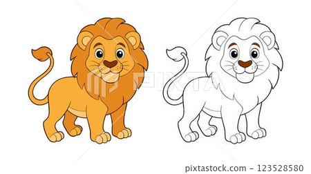 cartoon animal of lion cartoon animal of lion 123528580