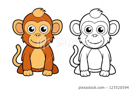 cute monkey cartoon on white background 123528594