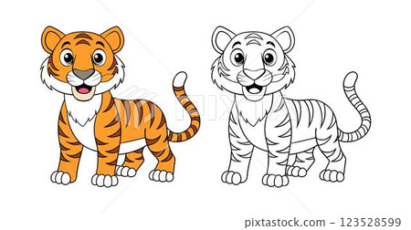 cartoon tiger isolated on white background cartoon tiger isolated on white background 123528599
