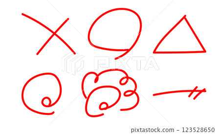 Red pen marking symbols Red pen marking symbols 123528650