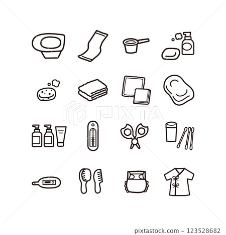 嬰兒沐浴用品圖示集 嬰兒沐浴用品圖示集 123528682