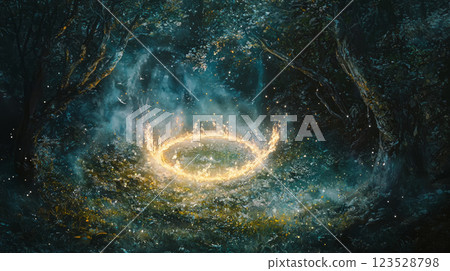 charming watercolor ring in a moonlit forest glade with a sense of magic in the air 123528798