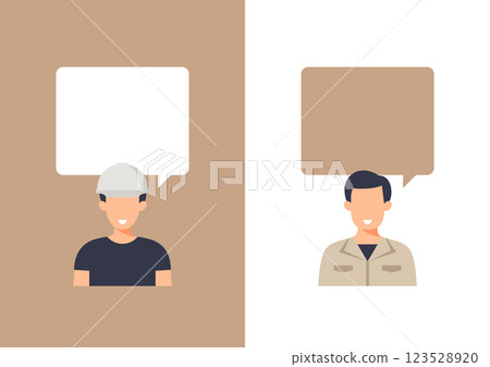 Illustration of a worker with speech bubbles Illustration of a worker with speech bubbles 123528920