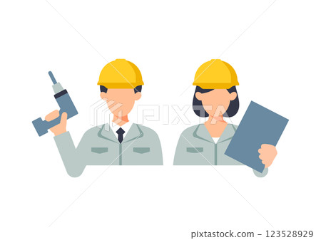 穿著工作服的男人和女人的插圖 穿著工作服的男人和女人的插圖 123528929