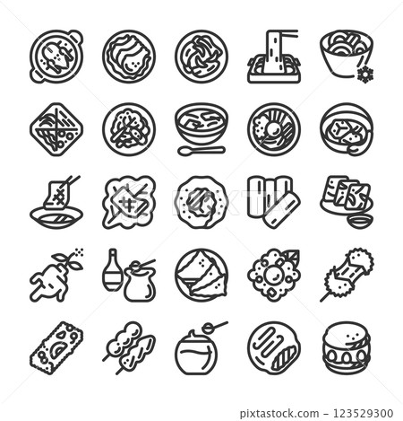 Korean food and dessert icon set Korean food and dessert icon set 123529300