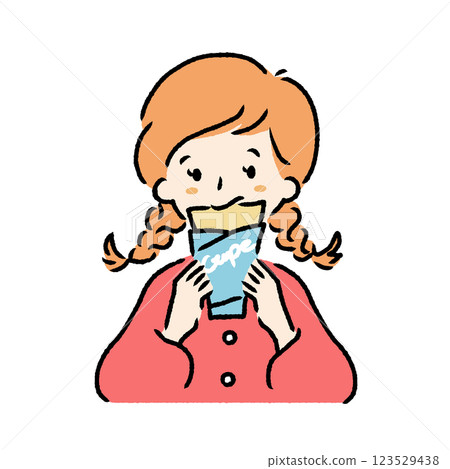 一個吃薄餅的女孩 123529438