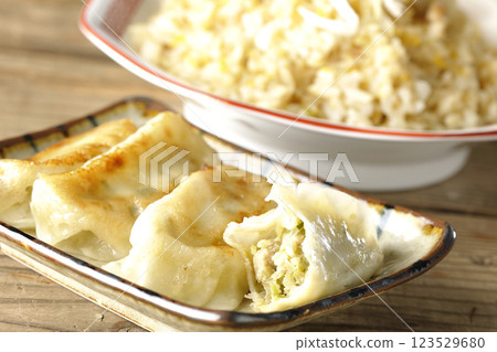 Fried rice and dumplings set 123529680