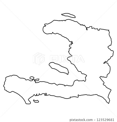 Sleek Haiti Outline Minimalist Map in Black Silhouette 123529681